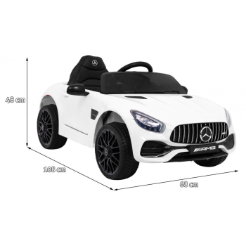 Mercedes Benz GT na akumulator dla dzieci Biały + Pilot + Wolny Start + MP3 LED